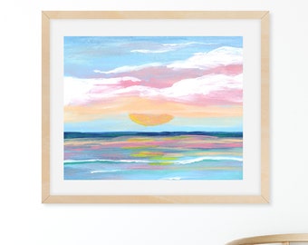 Gallery Wrap 25 x 20 inches Coastal Sunrise Oil Painting Square by TRE Sorelle Studios Canvas Art Wall Picture Gallery Wrap 25 x 20 inches Coastal Sunrise Oil Painting Square by TRE Sorelle Studios Canvas Art Wall Picture
