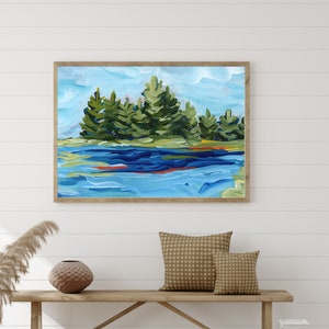Coastal Cabin Trees Painting Wall Art Print - Wall Art Print - Acrylic Painting - Large Wall Art Print - Original Wall Art Decor Print Art