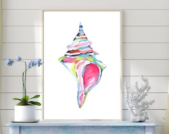 Coastal Painting Wall Art Print - Beach Decor Wall Art Print -  Nautical Print -  Seashell Wall Art Print - Coastal Wall Art Print Decor