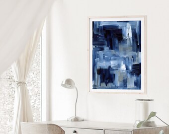 Blue Abstract Art Print: Modern Wall Decor
