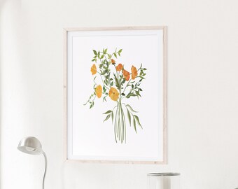 Floral Print - Watercolor Flower Painting - Floral Wall Art Print - Watercolor Flower Print - Art Print Watercolor - Poppies Wall Art Decor