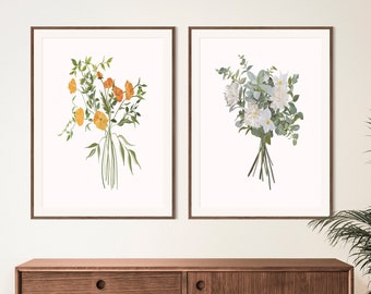 Watercolor Print set of 2 - Botanical Art Print - Large Wall Art Prints - Watercolor Prints - Boho Wall Art - Floral Wall Art - Art - Prints