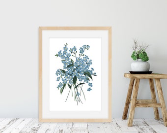 Blue Watercolor Flower Print - Blue Flowers - Art Print Watercolor - Floral Art Print - Blue Flowers Art Print - Watercolor Floral Print Art