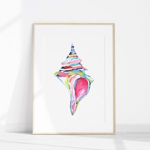Conch Shell Art Print – Colorful Coastal Wall Decor - Etsy