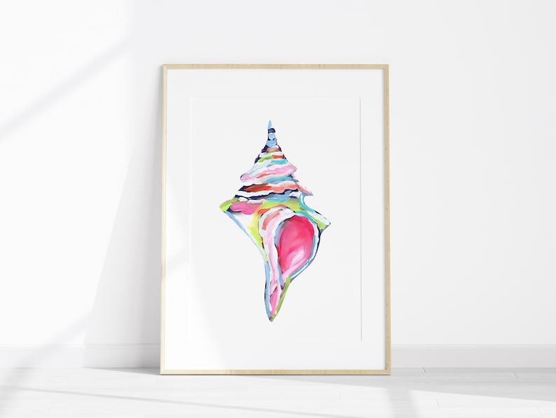 Conch Shell Art Print – Colorful Coastal Wall Decor - Etsy
