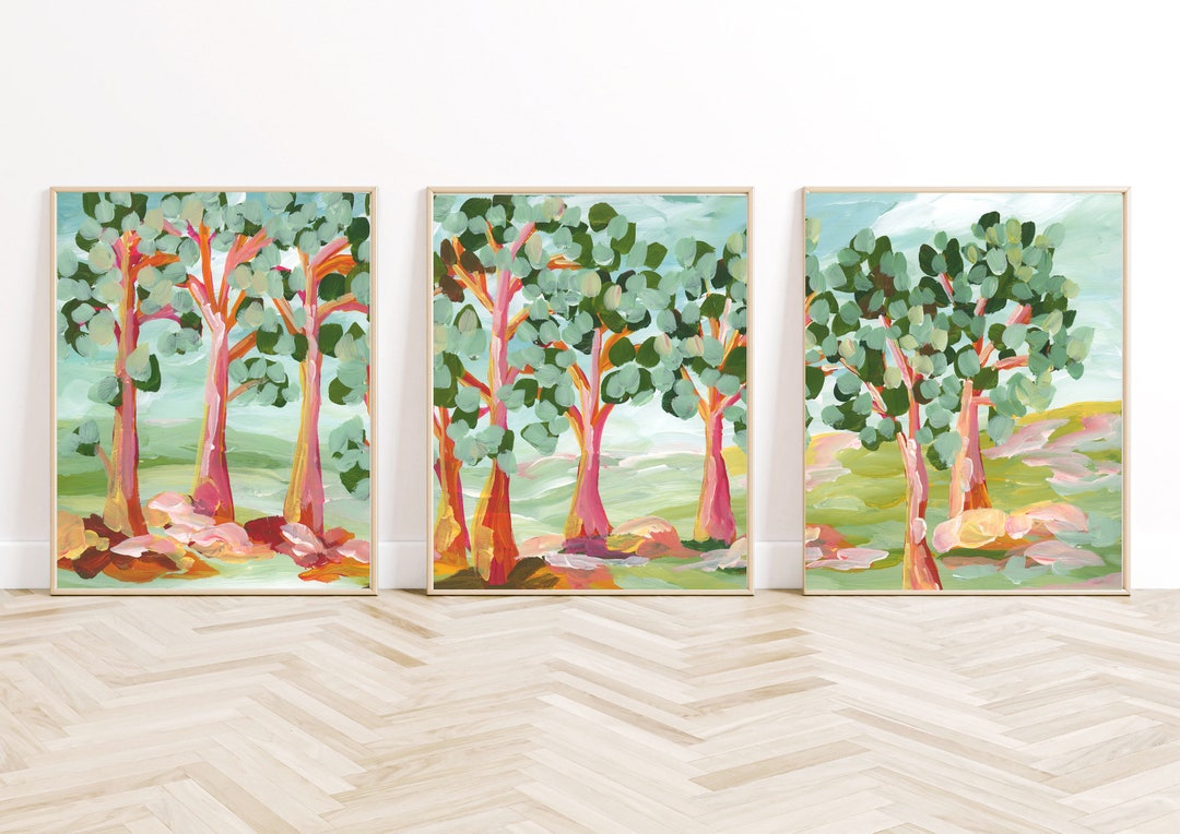 Trees Art Print Set of 3: Nature Painting, Modern Home Decor - Etsy