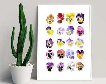 Pansies Watercolor Wall Art - Flowers Print - Watercolor Flower Prints - Wall Art Print - Pansies Floral Print - Minimalist Wall Art - Print