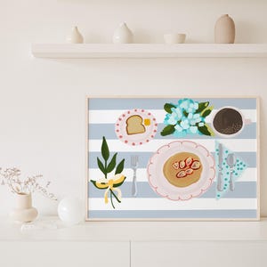 Breakfast Still Life Art Print: Retro Kitchen Canvas Decor