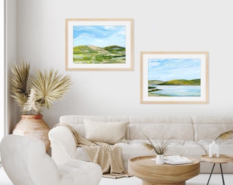 Abstract Landscape Art Print Set of 2 - Sunset Original Painting Print - Acrylic Paintings - Modern Paintings - Prints of Mountains - Prints