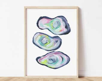 Coastal Oyster Print: Beach House Wall Art