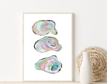 Coastal Oyster Print: Beach House Wall Art