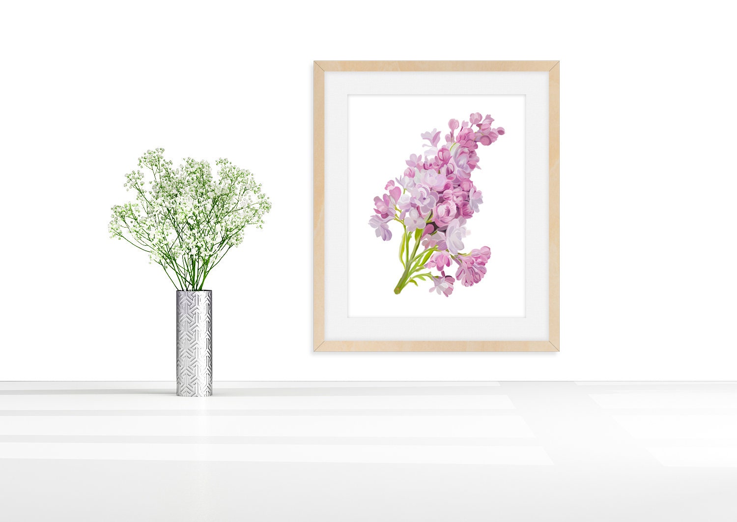 Lilac Floral Print Floral Painting Wall Art Print | Etsy