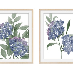 Blue Hydrangeas Print Watercolor Flowers Watercolor - Etsy