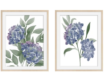 Blue Hydrangeas Print - Watercolor Flowers - Watercolor Painting - Hydrangea Painting - Hydrangea Wall Decor - Flowers Prints Farmhouse