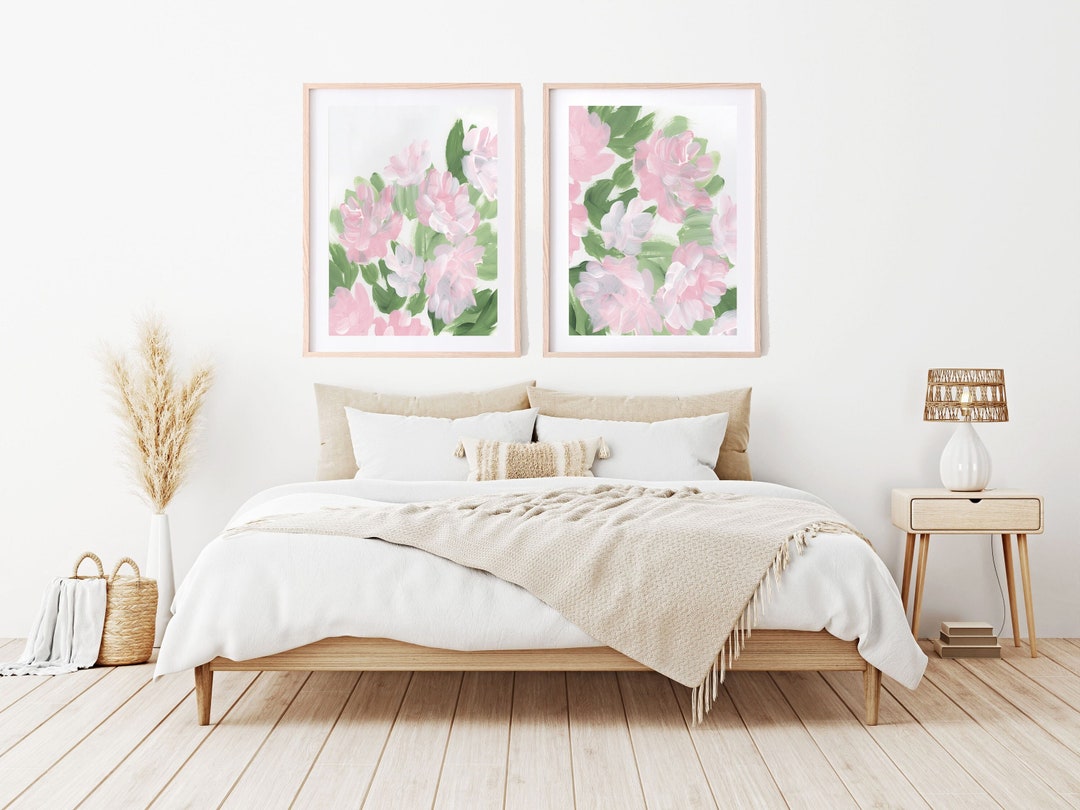 Pink Hydrangea Art Print Set: Abstract Floral Wall Decor - Etsy
