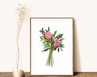 Protea Watercolor Wall Art - Watercolor Flowers - Watercolor Painting Flowers - Wall Art Print - Watercolor Painting - Floral Wall Art - Art