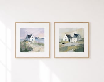 Beach House Wall Decor, Coastal Cottage Fine Art, Irish Seaside Artwork, Soft Neutral Coastal Art