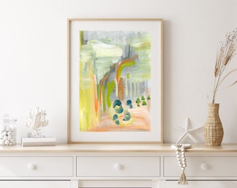 Green Abstract Art Print: Modern Neutral Artwork, Summer Wall Decor