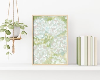 Hydrangeas Painting Art Print: Green Floral Canvas Wall Art