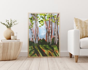 Abstract Trees Art Print: Colorful Nature Painting, Archival Quality