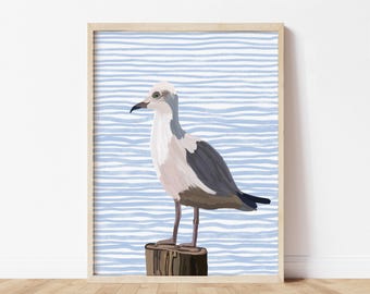 Seagull Art Print: Coastal Beach House Decor