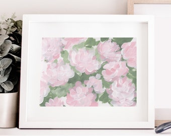 Pink Floral Print   - Acrylic Floral Painting - Wall Art Print - Abstract Floral Print - Wall Art Floral Painting - Acrylic Painting Art