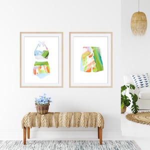 Vintage Swimsuit Art Prints: Beach Home Decor (Set of 2)