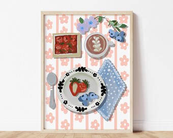 Breakfast Still Life Art Print: Food Themed Kitchen Decor
