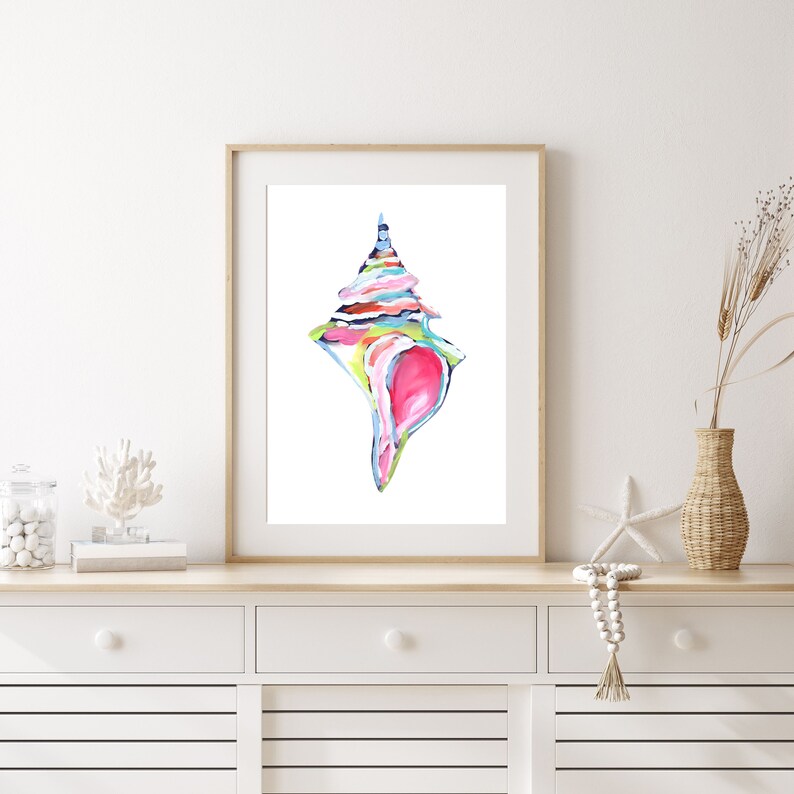 Conch Shell Art Print – Colorful Coastal Wall Decor - Etsy