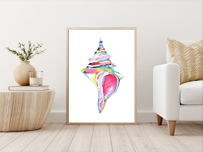 Conch Shell Art Print – Colorful Coastal Wall Decor - Etsy