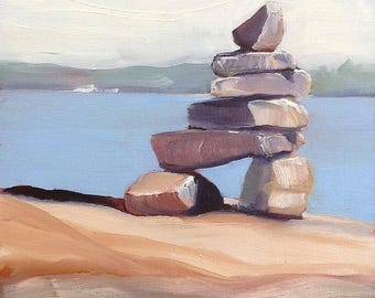 Small Art -  Inuksiuk #8 - Oil Painting 8x10