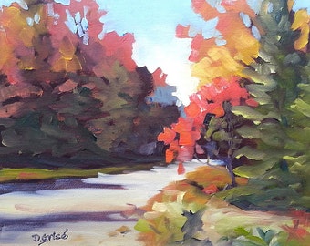 Small Art - Autumn Road 10x8 - oil painting
