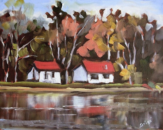 Small Art Lakeside Cabins 10x8 Algonquin Oil Painting Etsy