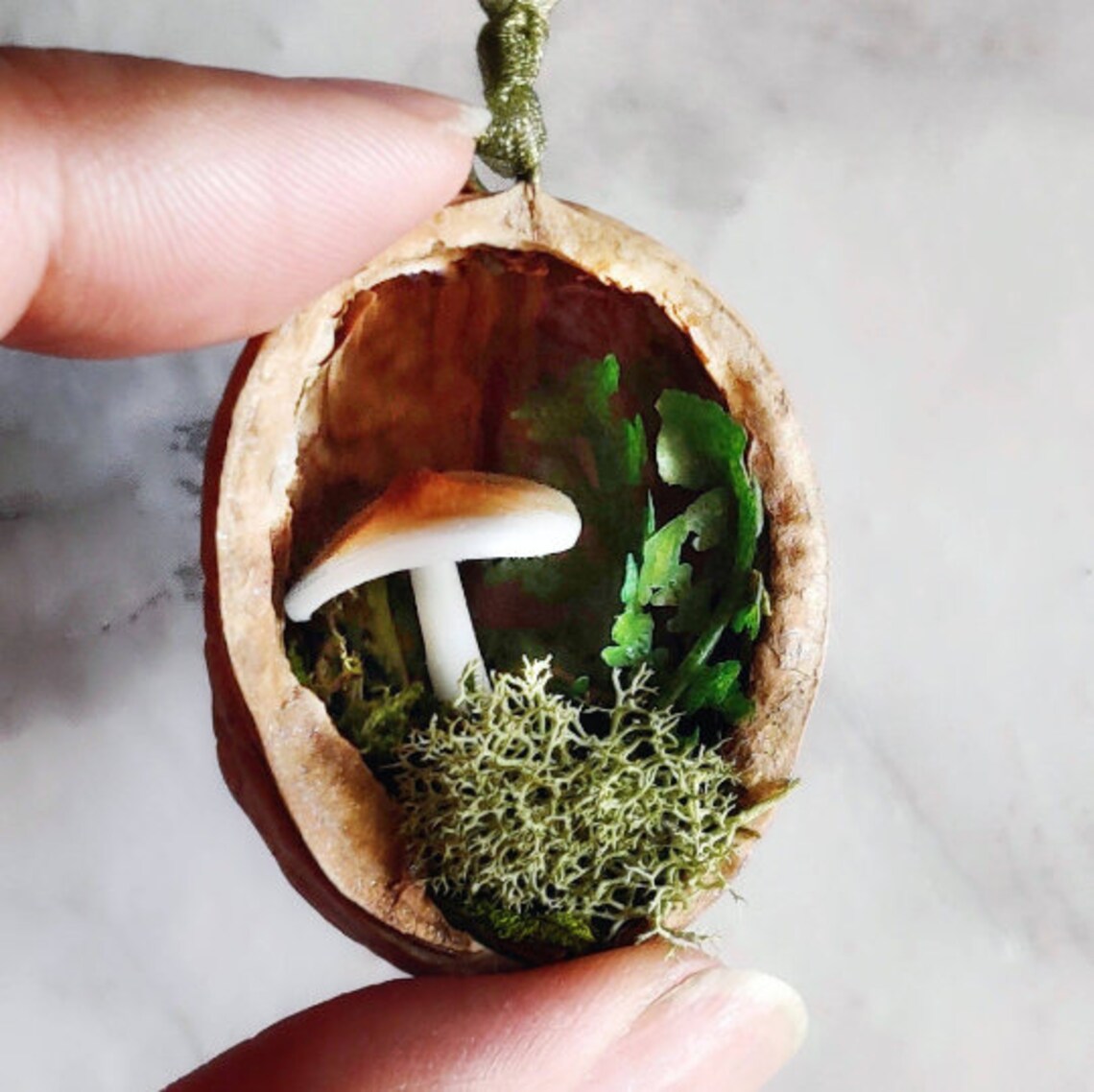 Sylvan Mushroom Terrarium Ornaments Set of 2 Nature Holiday Etsy