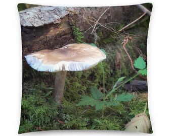 Sylvan Mushroom no. 1 - pillow cover 18x18, mushroom pillow cover, botanical nature decor pillow cover, cottagecore pillow cover, mushroom