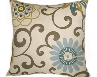 FLOWER Pillow Cover, Home Decor Pillow Cover, with Invisible Zipper, 18x18  20x20, Made in USA