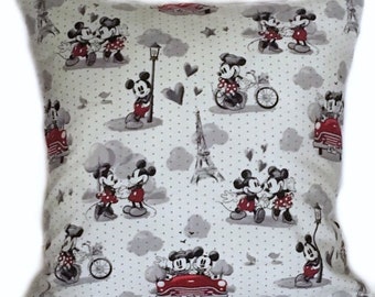 MICKEY & MINNIE Throw Pillow Cover, Disney Pillow Cover,  Gift for Disney Fan, Invisible Zipper, Made in USA