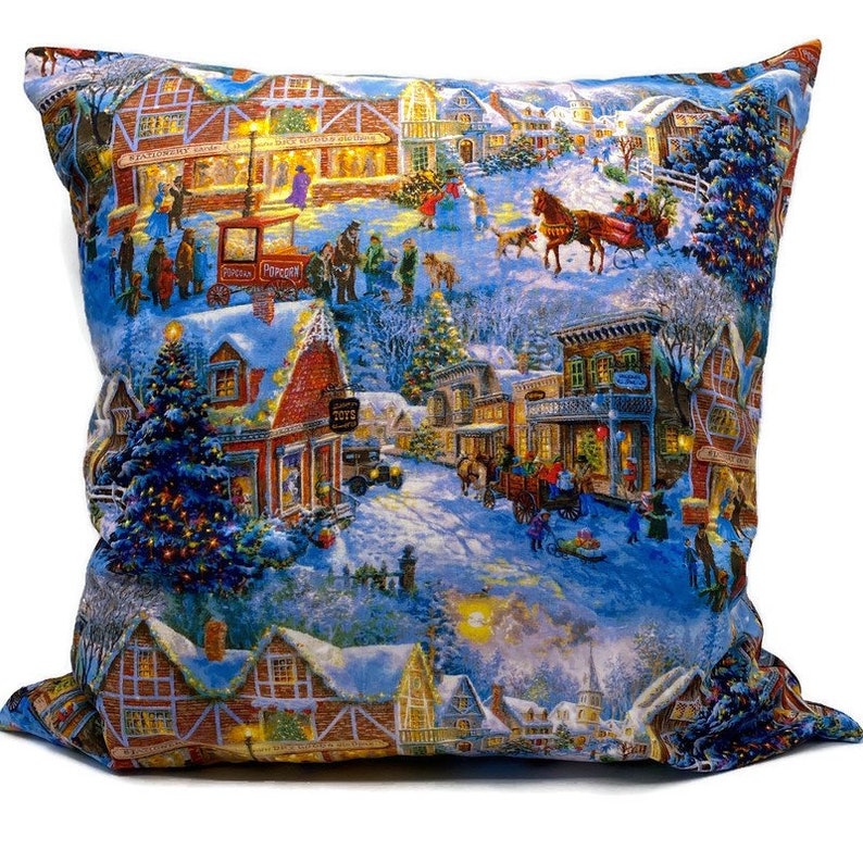 READY TO SHIP Christmas Horses Pillow, Christmas Pillow, Holiday Pillow, Holiday Pillow Cover, Horse Pillow, Christmas Decorations image 4