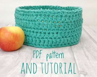 PDF DIGITAL PATTERN, Crochet basket pattern tutorial