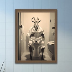 Goat Wall Art, personalized gift, Toilet Poster, Bathroom Art, Goat Printable, Whimsy Animal Art, Kids Bathroom, wall art, digital prints