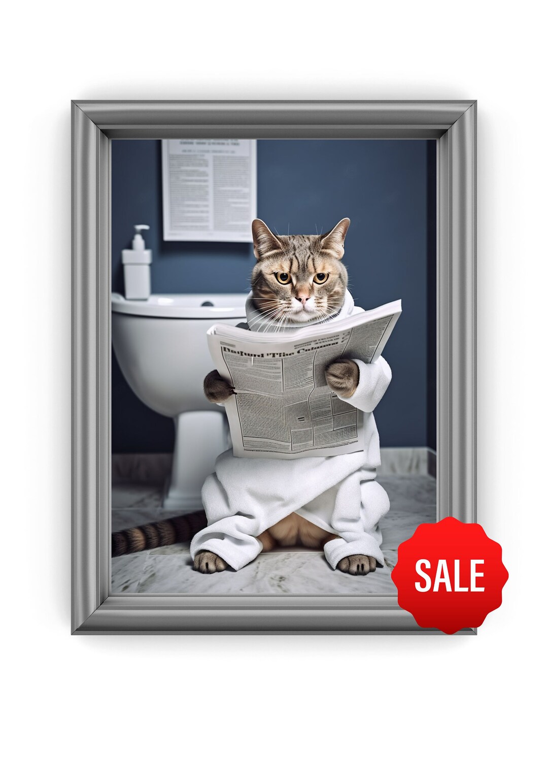 Bathroom Art, Cat Print, Cat Art Print, Bathroom Wall Art, Bathroom ...