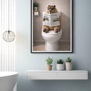 Lustige Wanddekoration mit Capybara-Motiv: Lesendes Capybara fürs Badezimmer (Digitaler Download) Bild 8