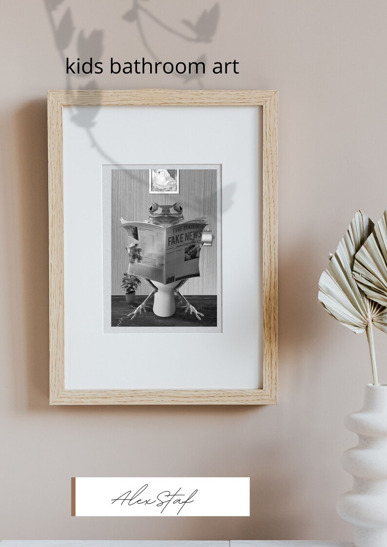 Frog Taking a Bath Frog Print Funny Bathroom Art Frog in - Etsy