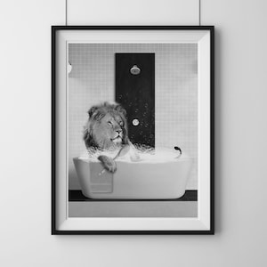 bathroom art, lion wall art, bathroom wall art, bathroom kids art, bathroom decor, bathroom wall decor, animal art
