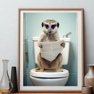 Meerkat In Tub Wall Art, Meerkat Art, Bathroom Art Print, Funny Bathroom Wall Art, bathroom wall art, bathroom decor
