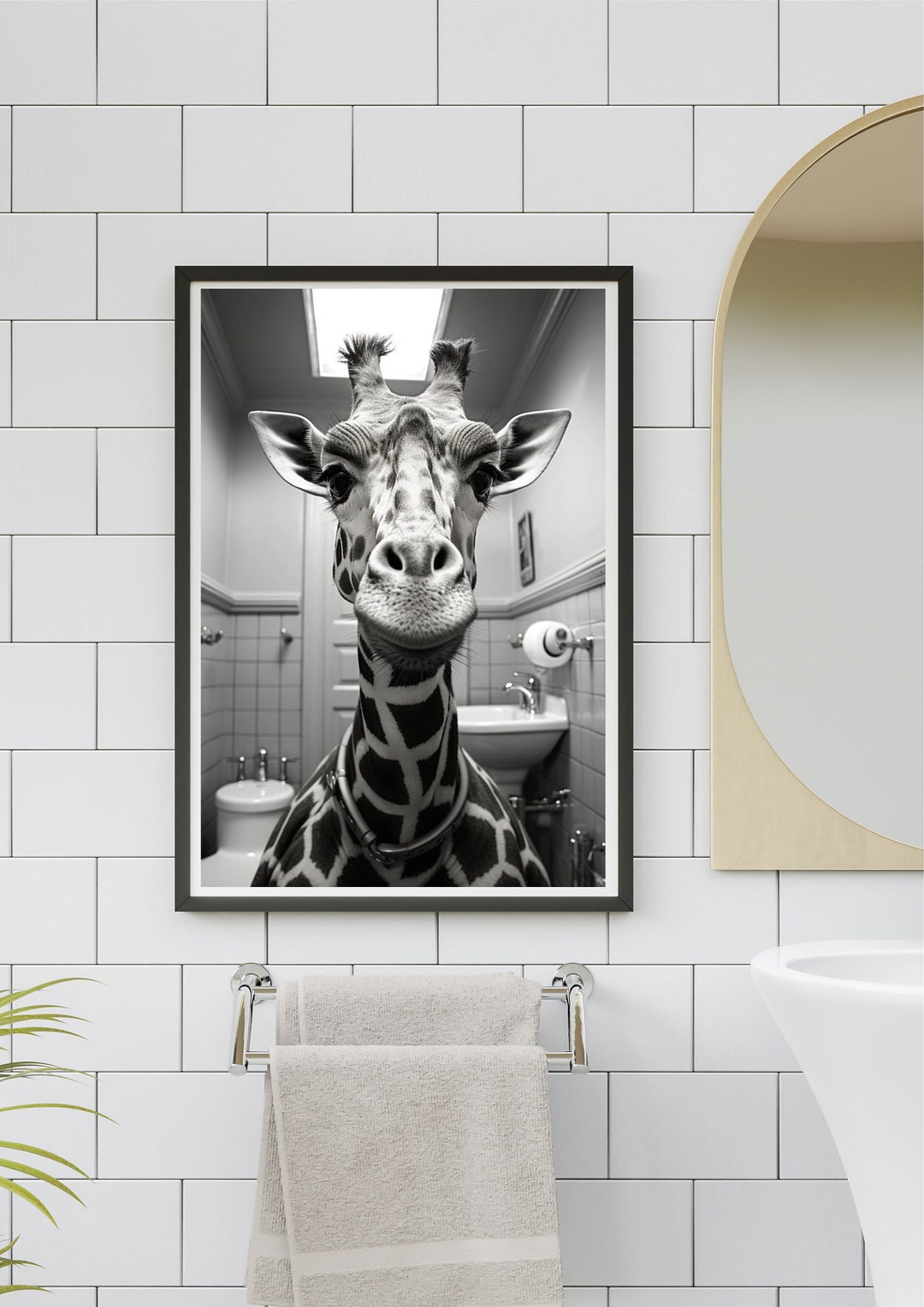 Giraffe Print, Funny Bathroom Decor, Giraffe in Toilet, Animal in ...
