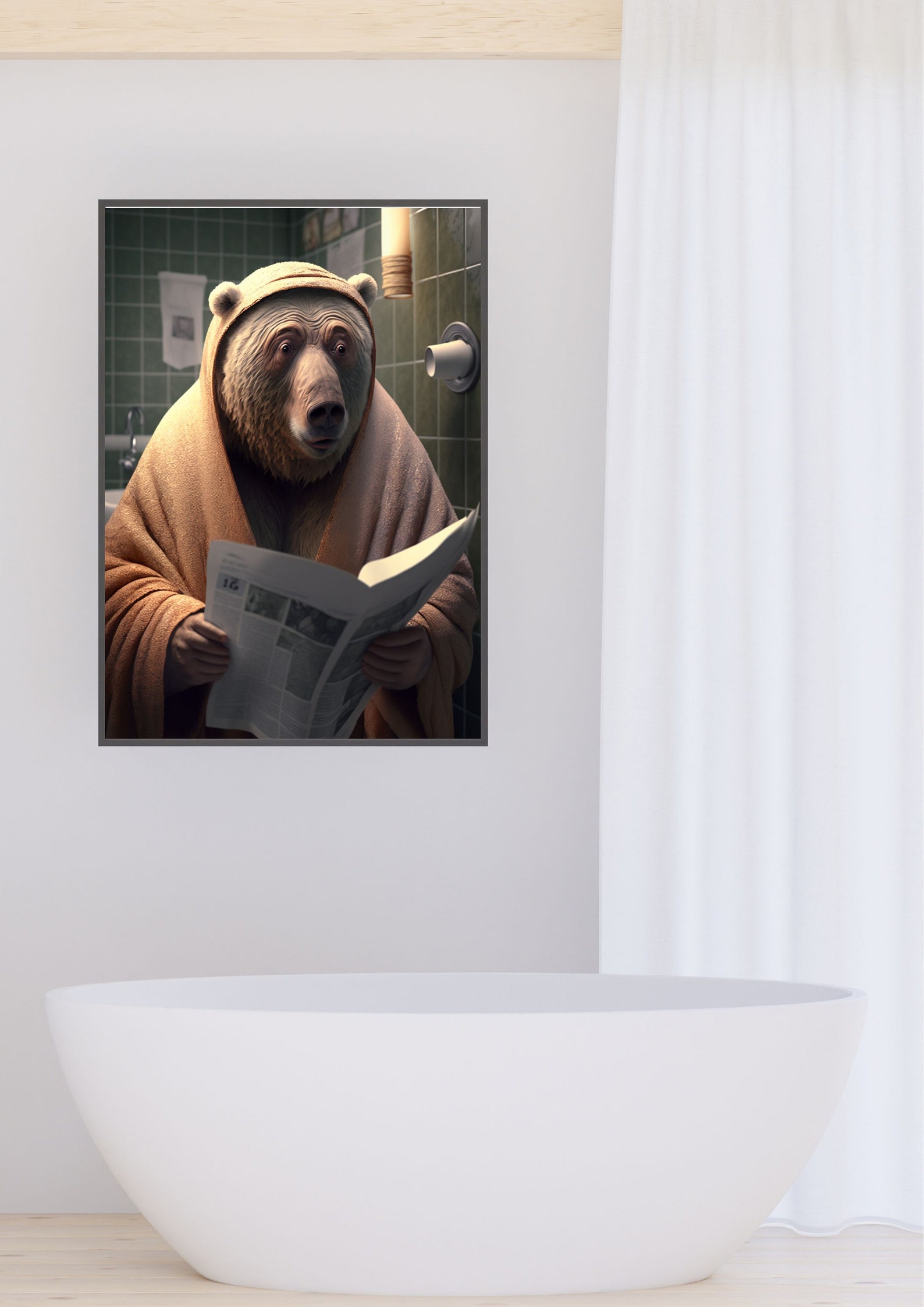Bear in the Toilet Funny Bathroom Decor Bear in Toilet Etsy