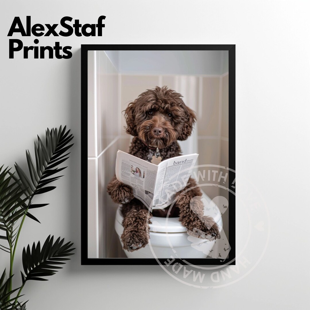 Humorous Cockapoo Wall Decor Amusing Bathroom Print, Toilet Poster ...
