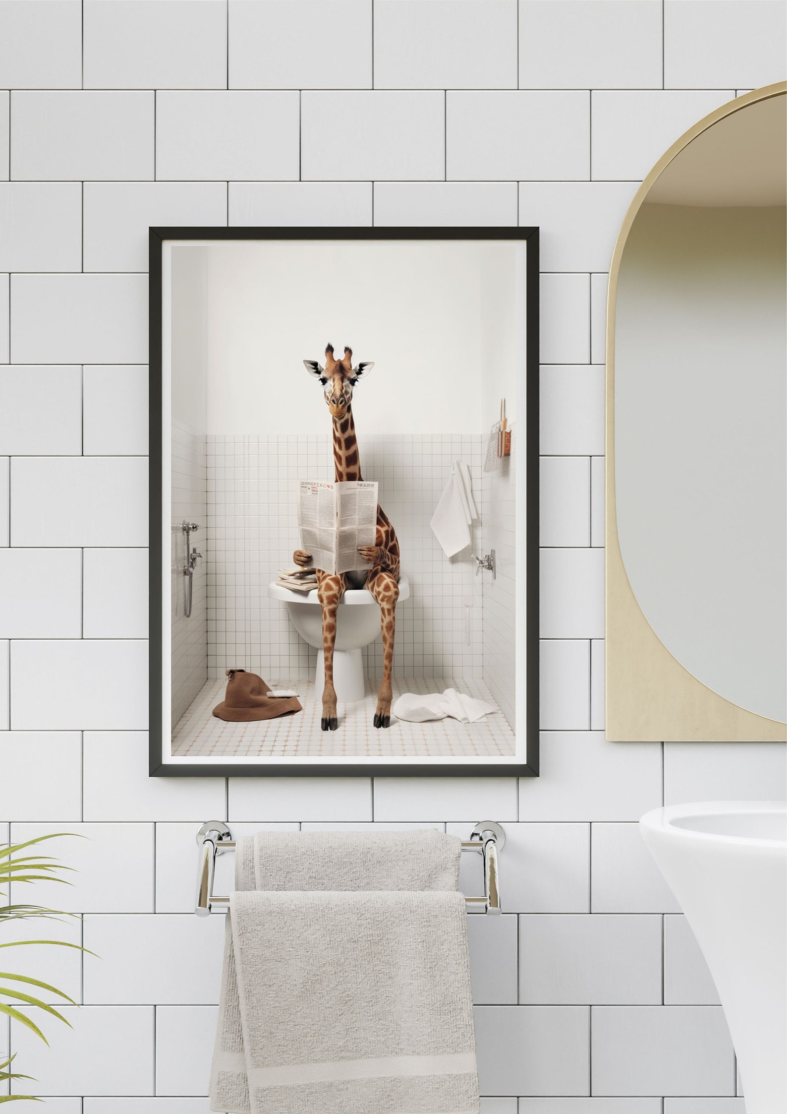 Giraffe on the Toilet Blue Bathroom Print Bathroom Wall Art - Etsy
