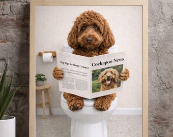 Lustiges Cockapoo-Wandbild, Badezimmer-Hundeposter zum Ausdrucken (Digitaler Download)